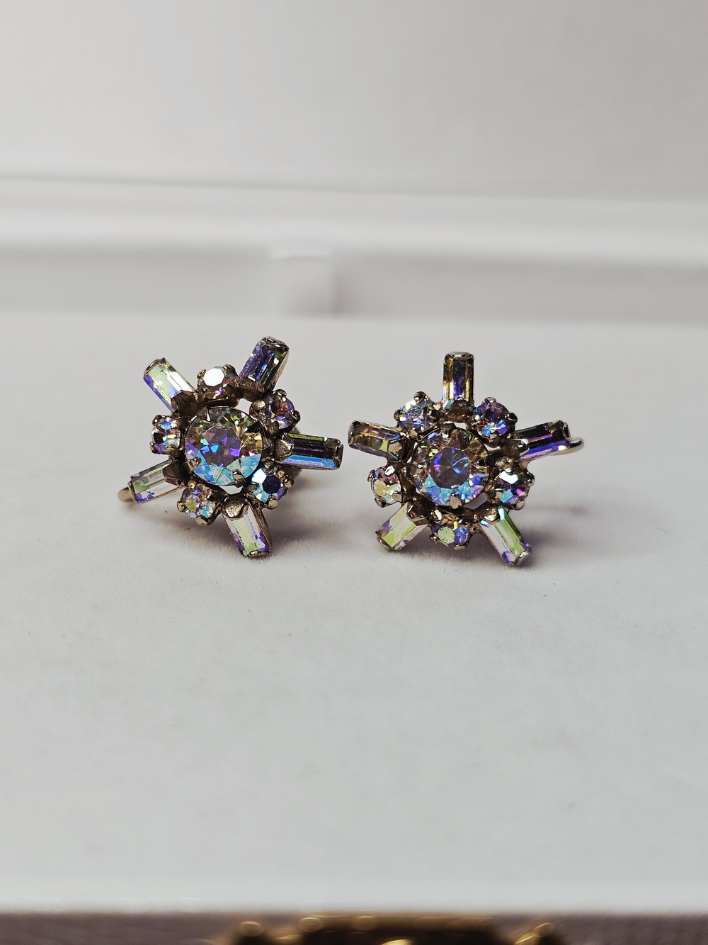 Sherman Aurora Crystal Starburst Screw Back Earrings
